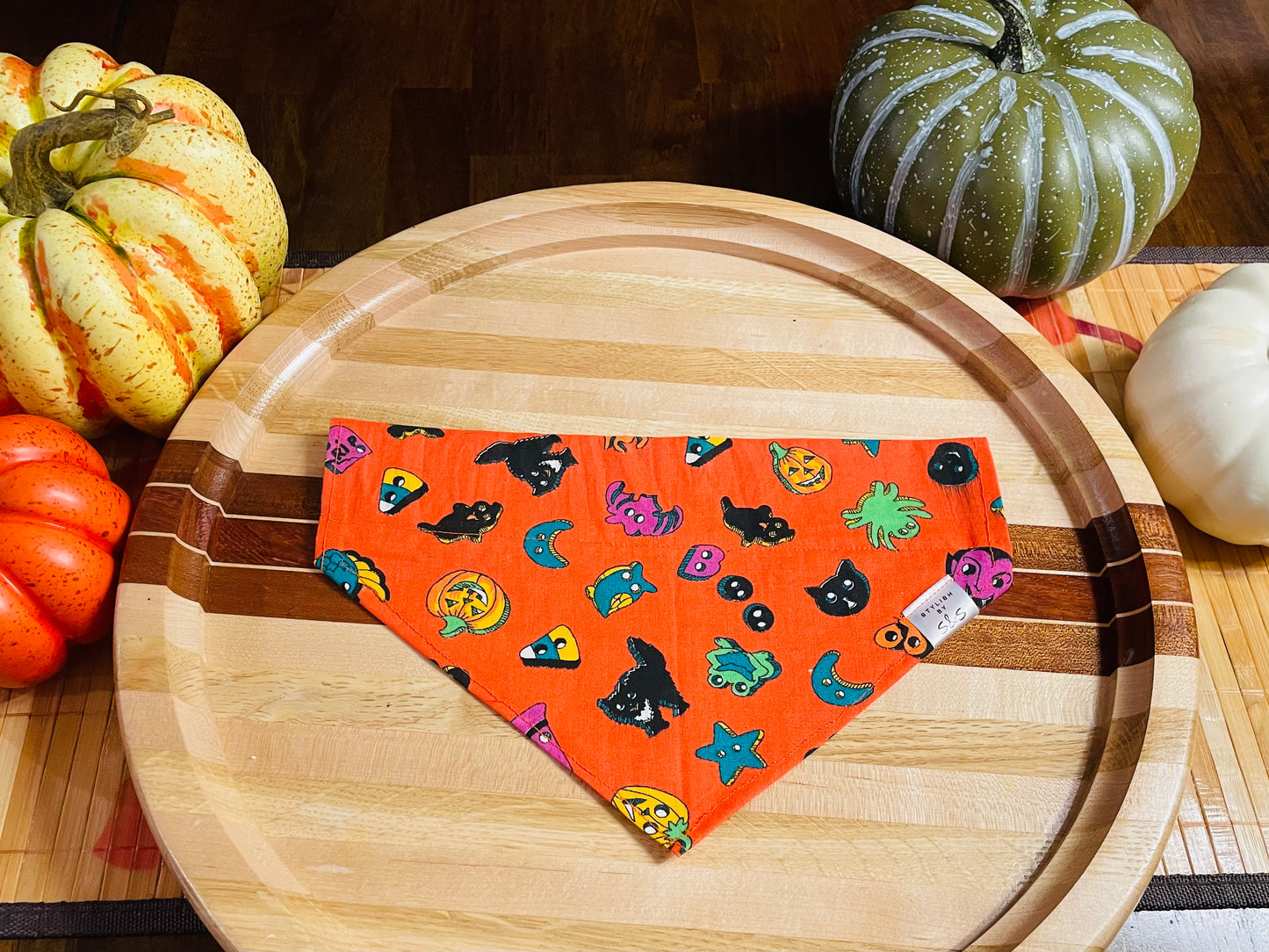 Vintage Black Cat Pumpkin Bandana