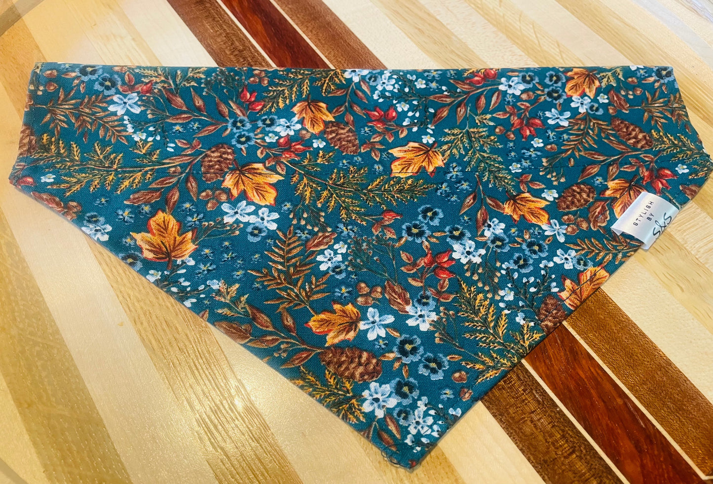 Dark Teal Floral Fall Bandana