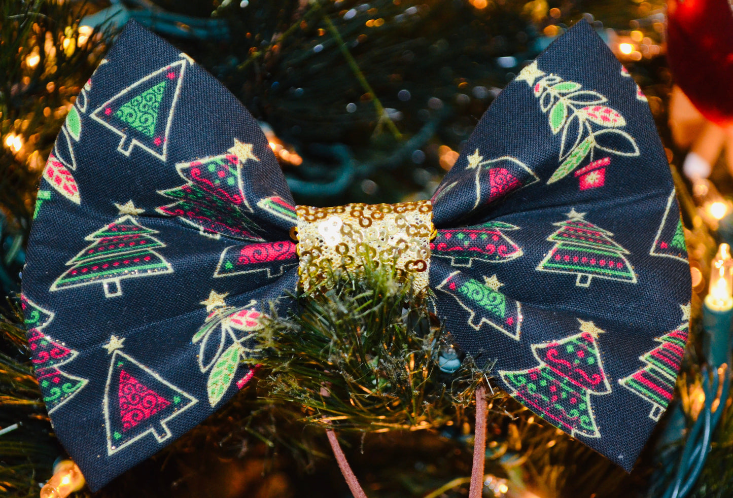 Black Christmas Tree Bow Tie