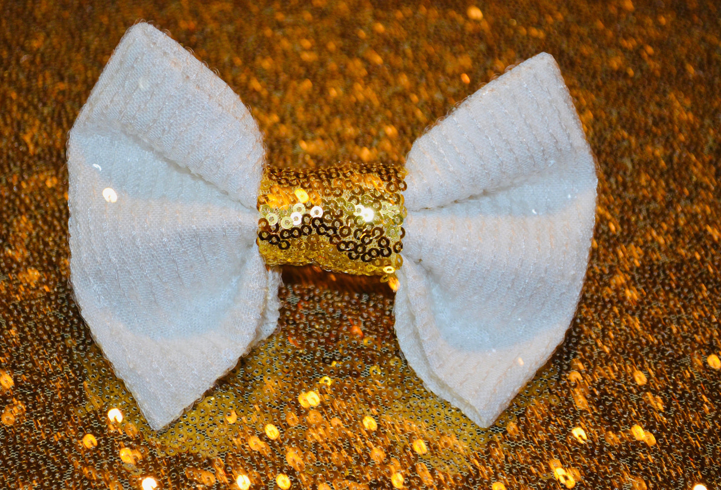 White Gold Sequin Bow Tie