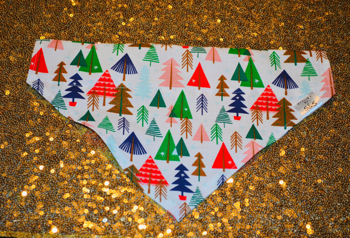 Multicolored Christmas Tree Print Bandana