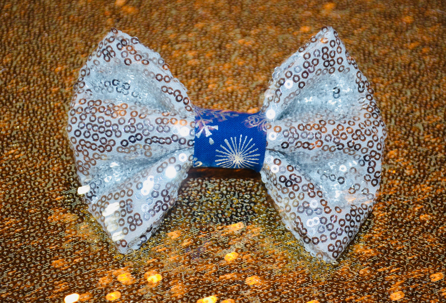 Silver Sequin Bow Tie