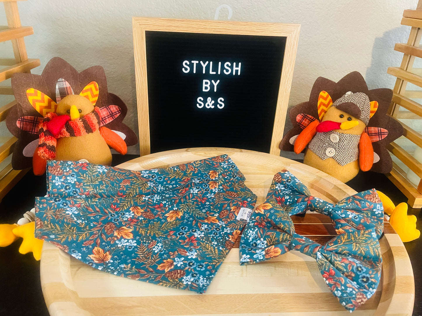 Dark Teal Floral Fall Bandana