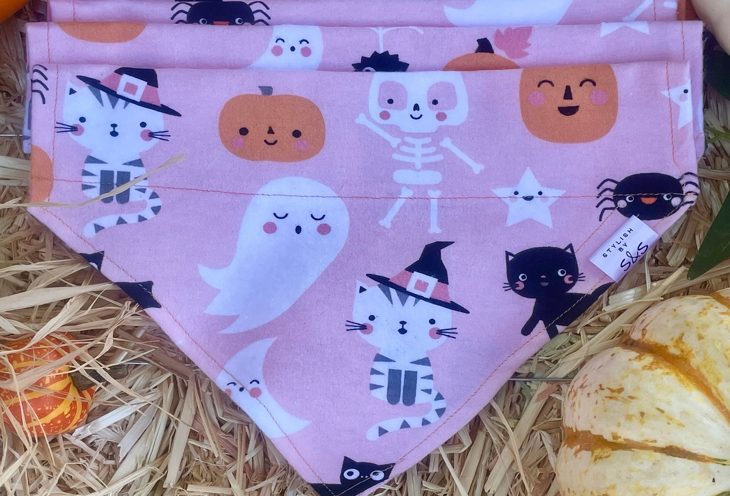 Pink Flannel Halloween Bandana