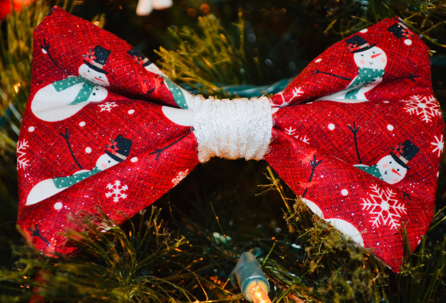 Red Snowman Print Bow Tie