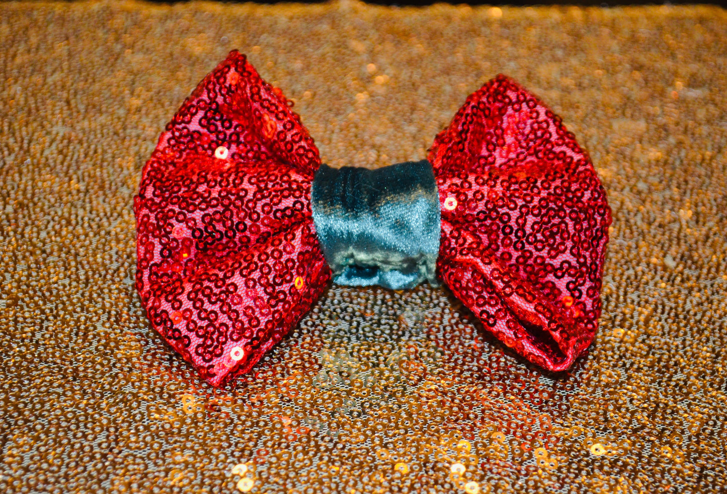 Red Sequin Green Velvet Bow Tie