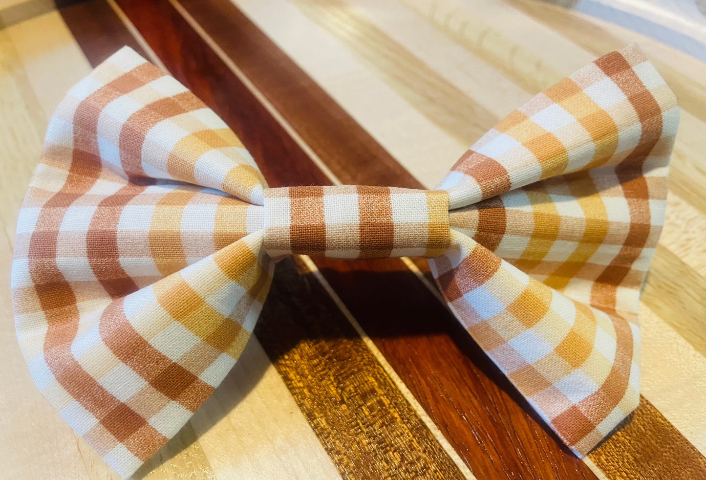 Orange Brown Plaid Bow Tie