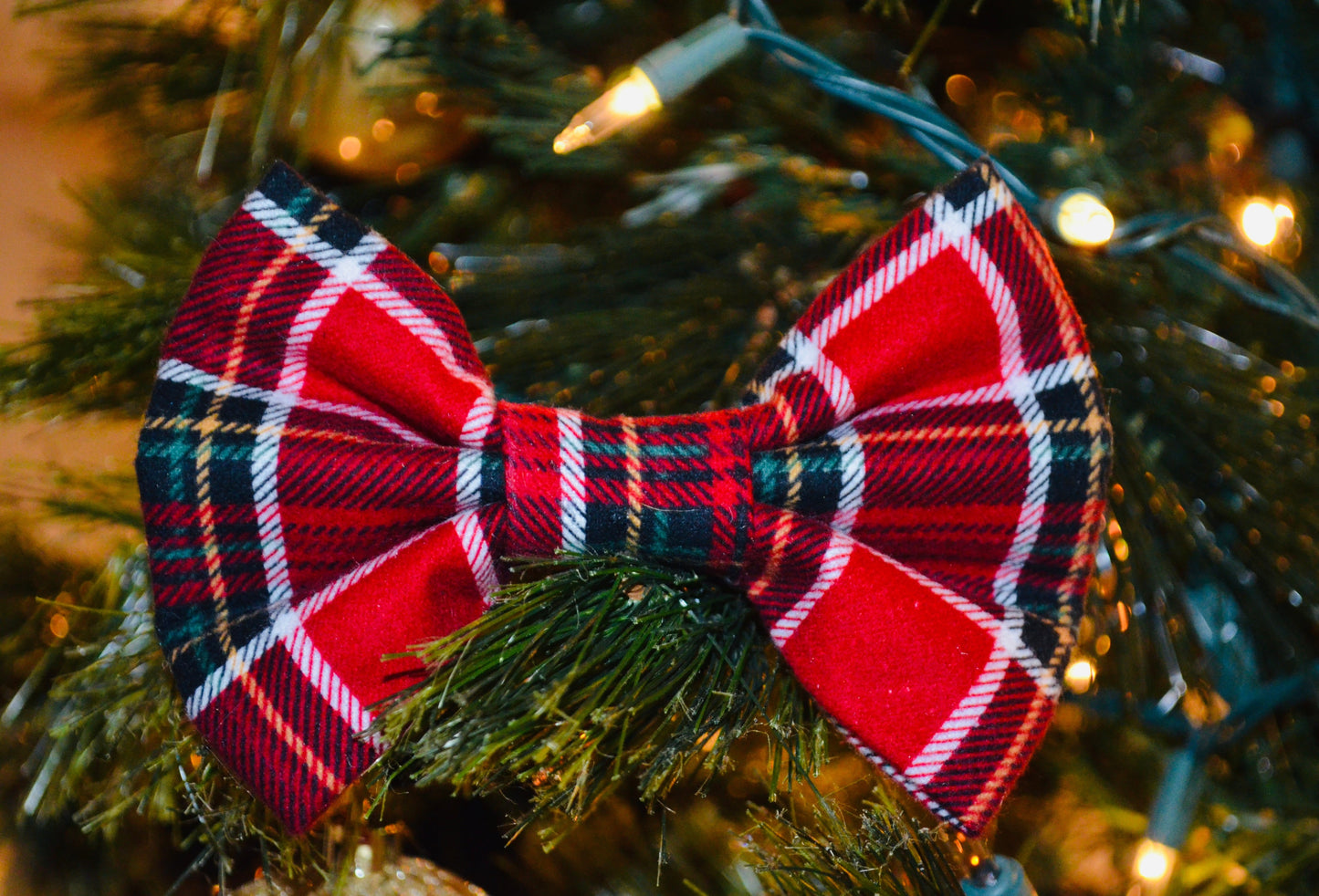 Red Plaid Bow Tie