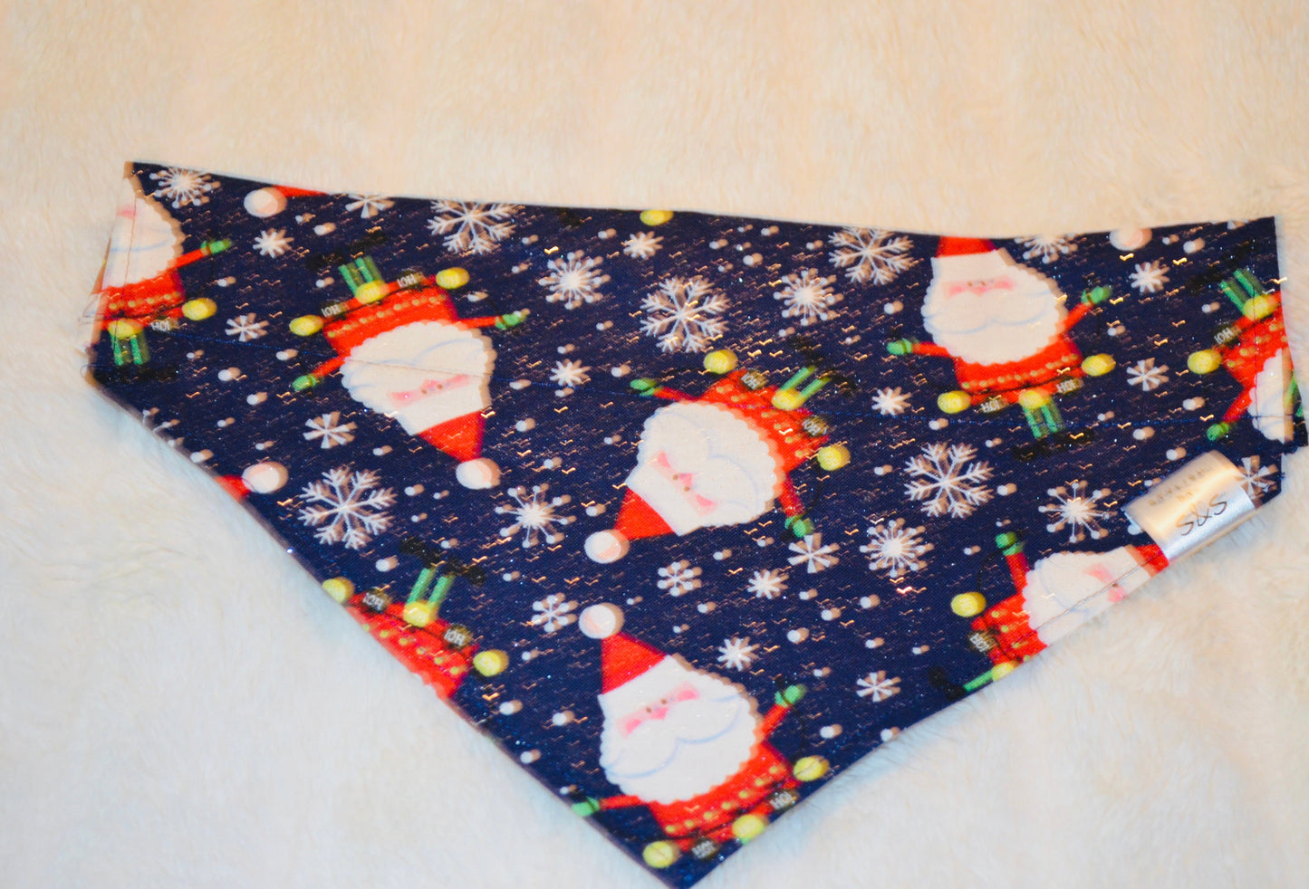 Blue Santa Print Bandana