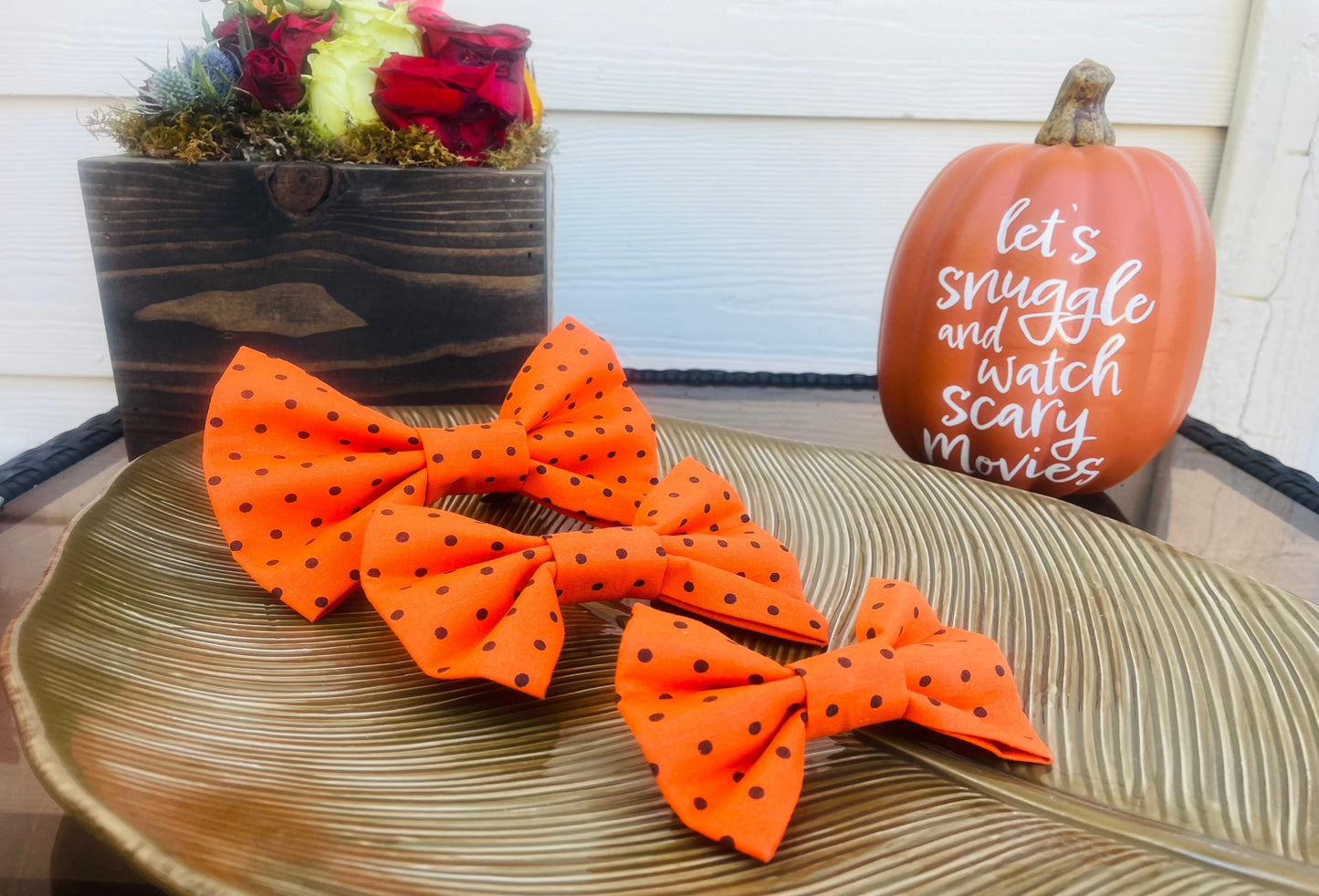 Orange and Black Polkadot Bow Tie